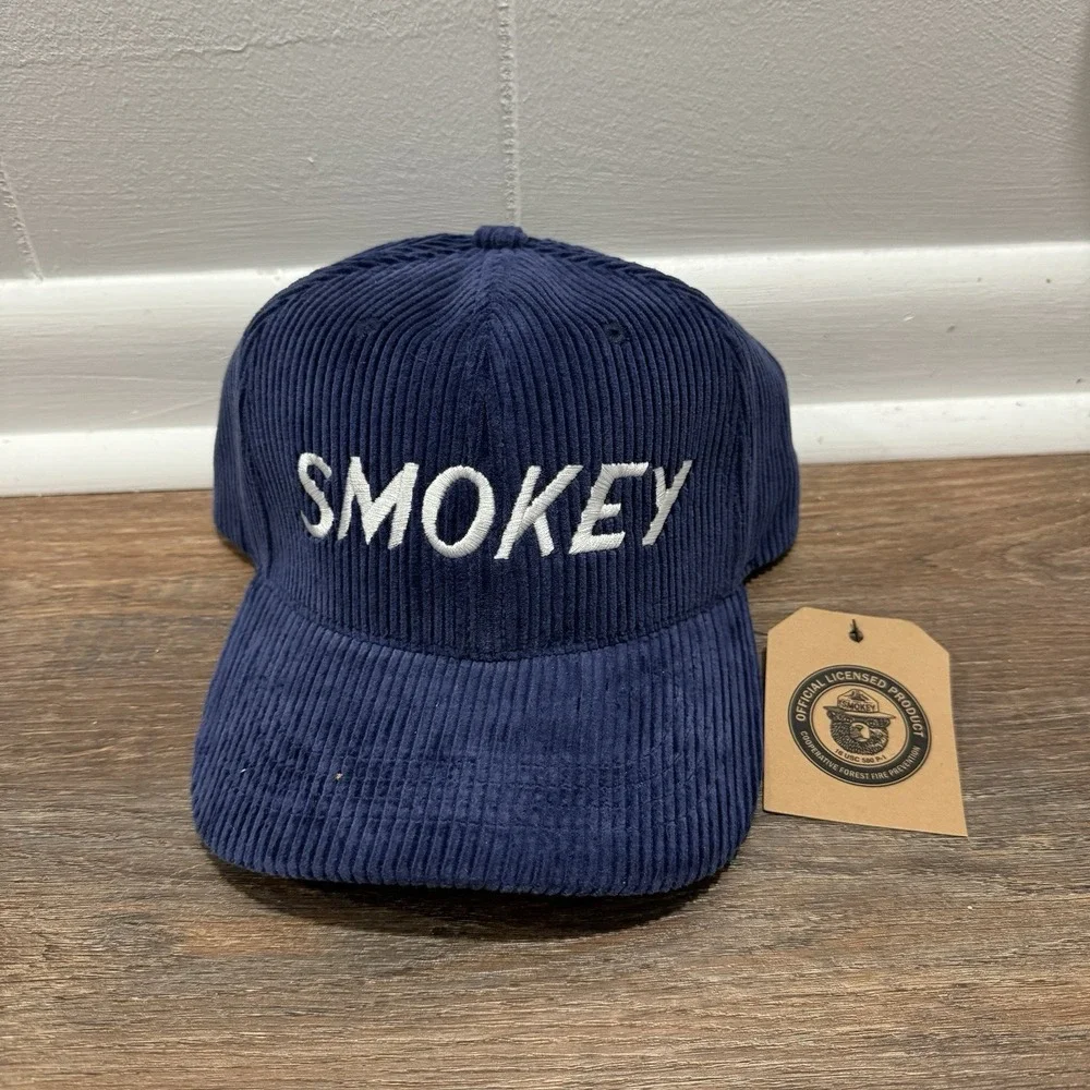 Filson Smokey Bear Corduroy Hat Blue Strap‎ Back NWT